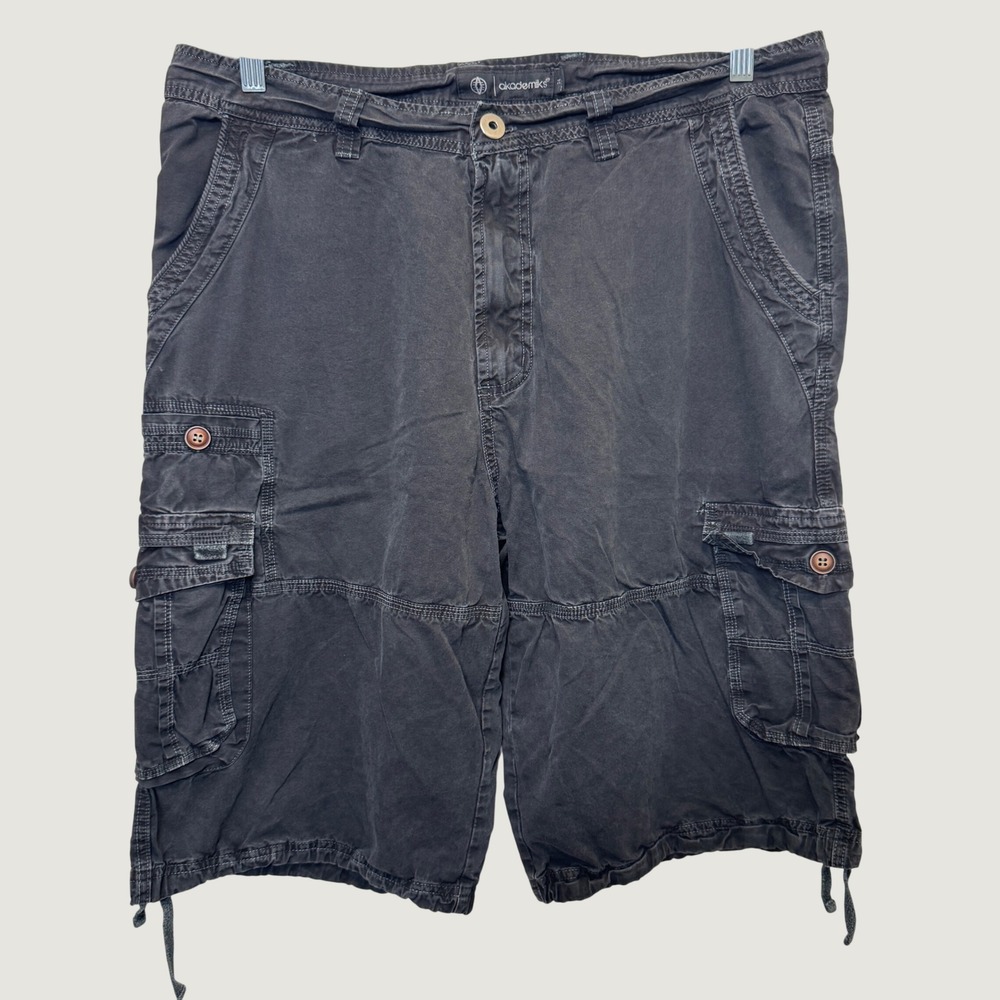 Akademiks Mens Cargo Shorts 36 Black Baggy Utility Streetwear Y2K Gorpcore